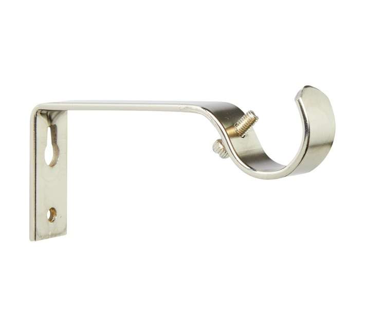 Steel Single Rod Bracket - Brushed Silver (32mm)