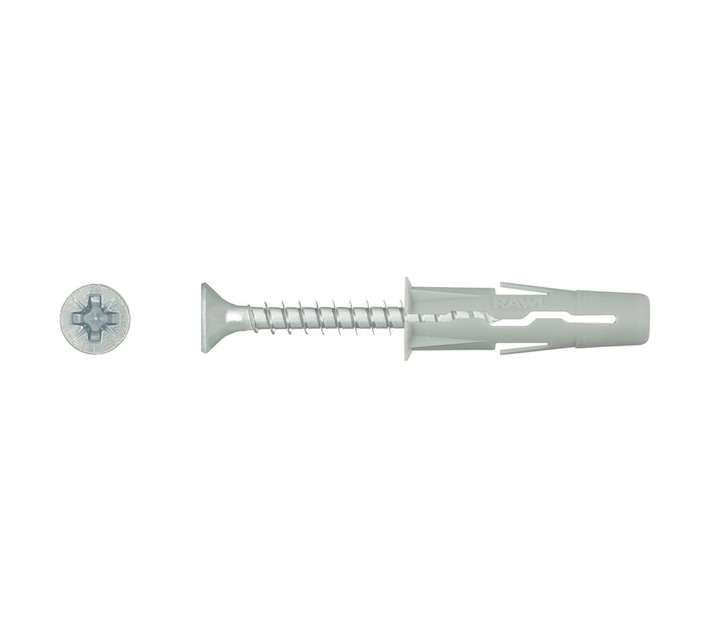 Rawlplug 15 x Nylon Expansion Plugs and Screws - Silver (6 x 30mm)