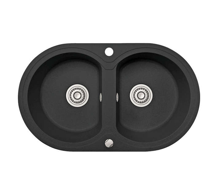 Laveo Dafne 2 Bowl Sink - Black (780 x 470 x 190mm)