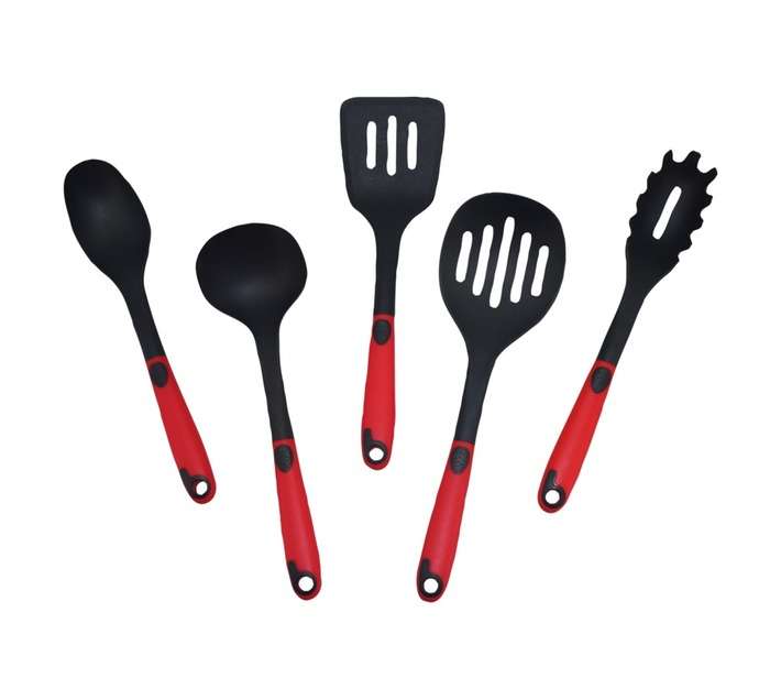 Snappy Chef 5 Piece Kitchen Utensil Set - Red/Black