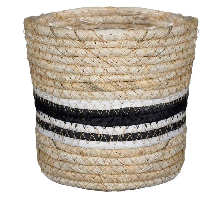 FDB Rachel Planter Basket - Light brown/Black/White (140 x 140mm)