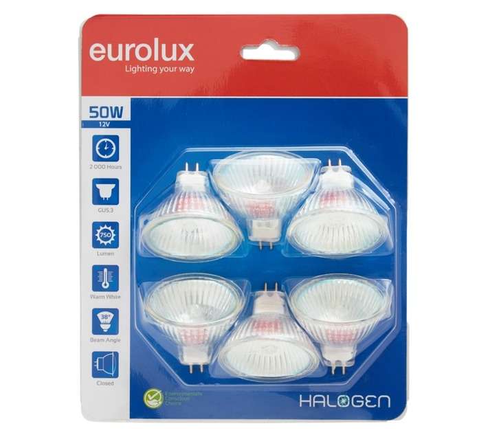 Eurolux 6 x Mr16 Halogen Globe (50w)