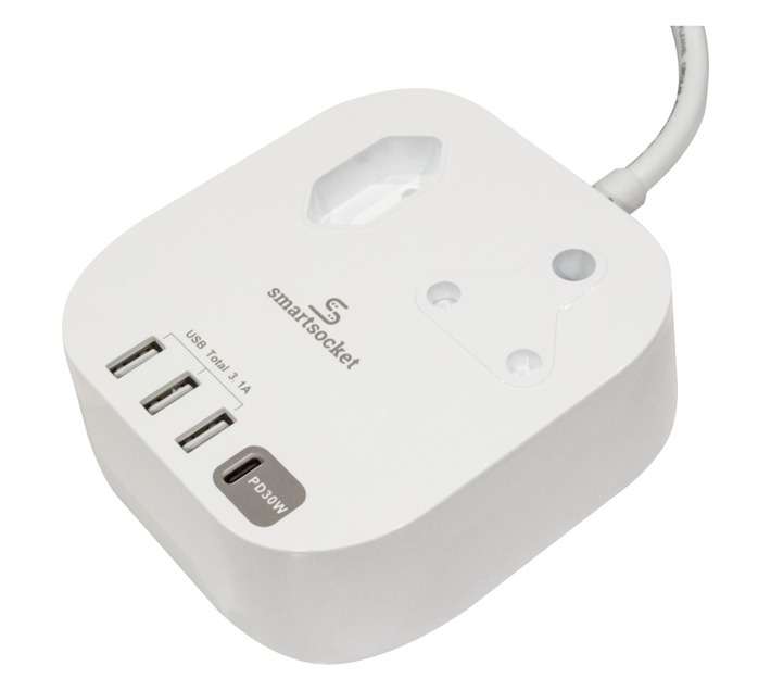Smartsocket 3.1A Compact USB Power Hub - White