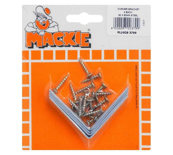 Mackie 4 x Corner Brackets - Electrogalvanised (50 x 50mm)