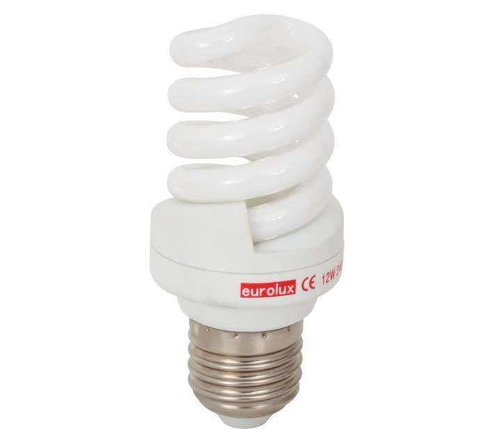 Eurolux E27 Compact Fluorescent Spiral Globe - Cool White (12w)