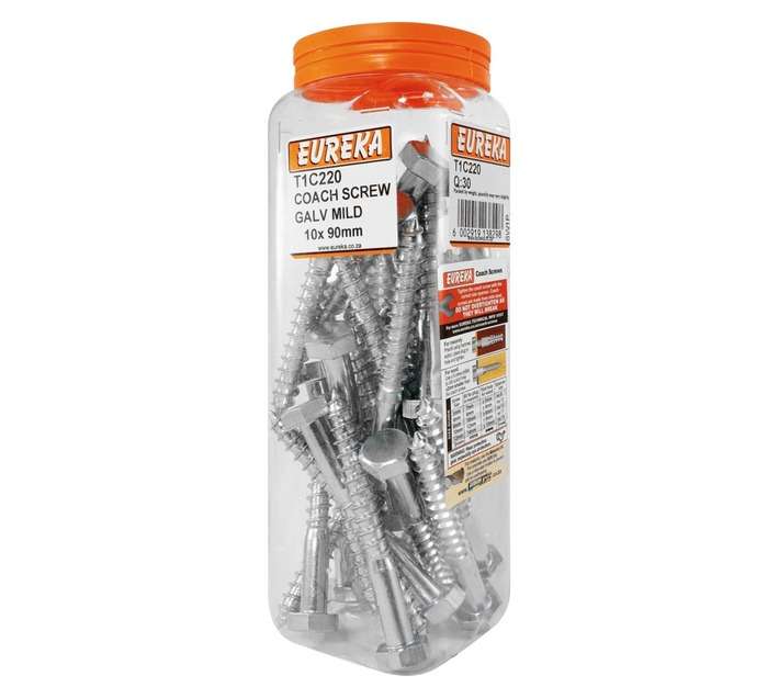 Eureka 10 x 90mm Coach Screw (Q30) Galvanised Mild