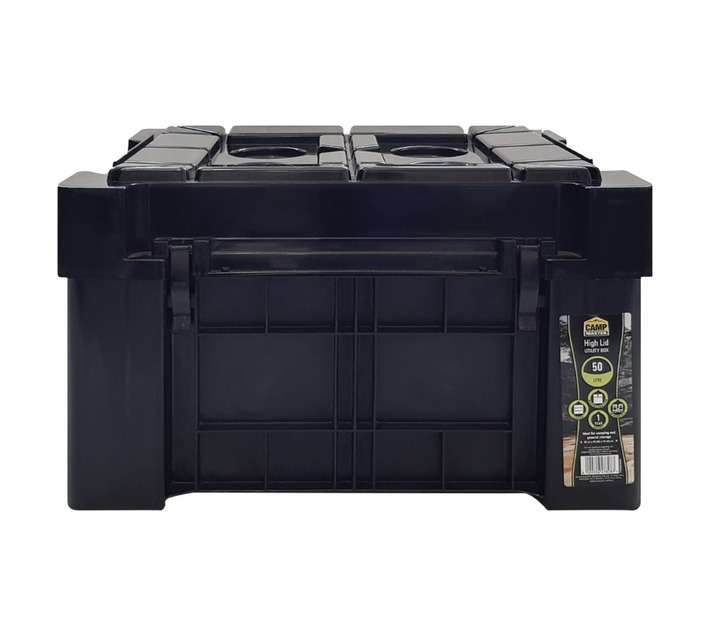 Camp Master AMO50H High Lid Utility Storage Box Unit - Black (50L)