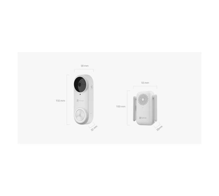 Ezviz DB2 2K Battery Powered Door Bell with Camera - White