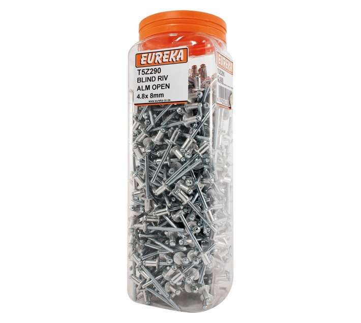 Eureka 500 x Aluminium Open Blind Rivets (4.8 x 8mm)