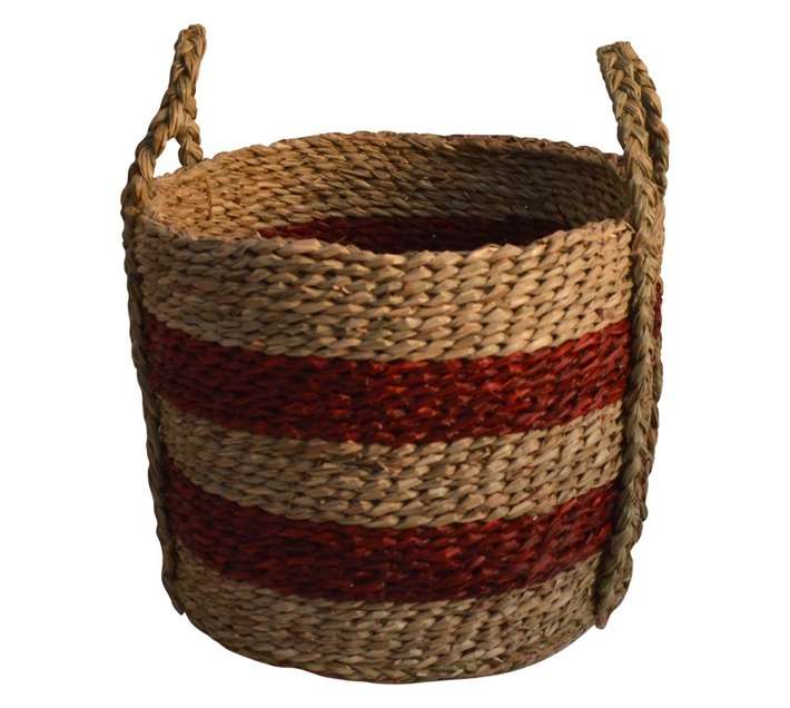 Design House Seagrass Basket - Natural/Red (270 x 270 x 250mm)