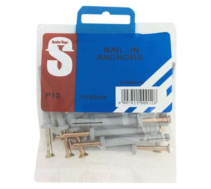 Safe Top 10 x Nail In Anchors (5 x 45mm)