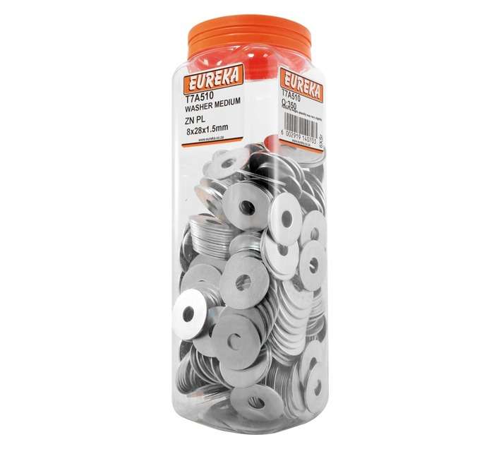Eureka 350 x Medium Zinc Plated Washers (8 x 28 x 1.5mm)