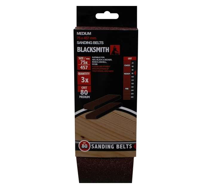 Blacksmith Sanding Belts 80 Grit (75 x 457mm)