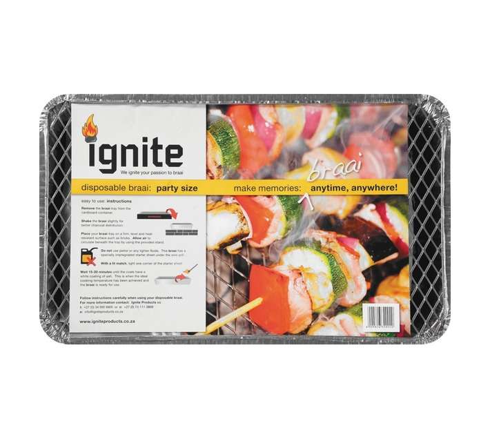 Ignite Party Disposable Braai 490 x 290mm Charcoal