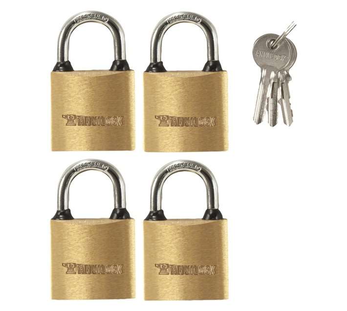 Anvilock 32mm Brass Padlock (4 Pack)