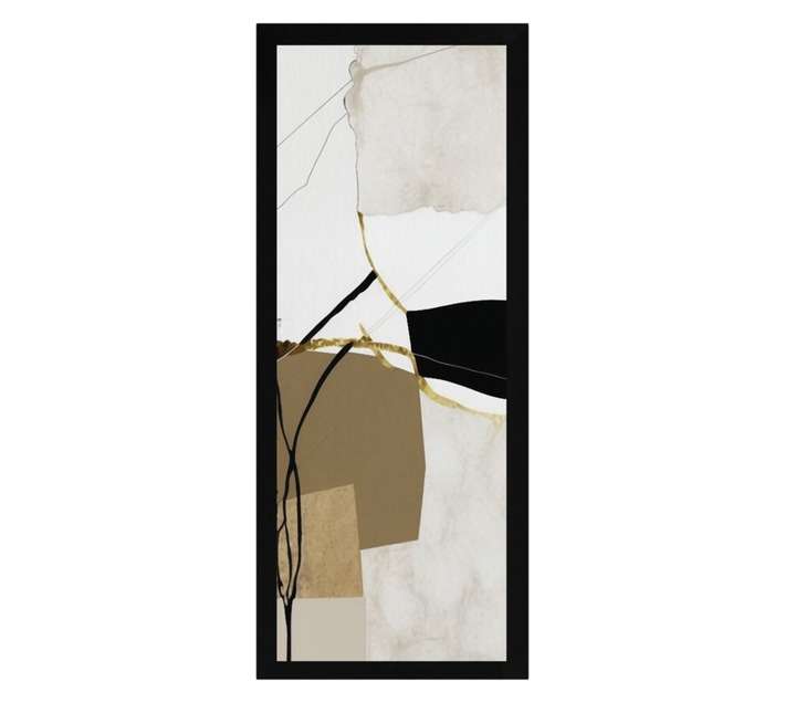 Amber Bay 2 x Framed Abstract Canvas Prints - Grey (340 x 840mm)