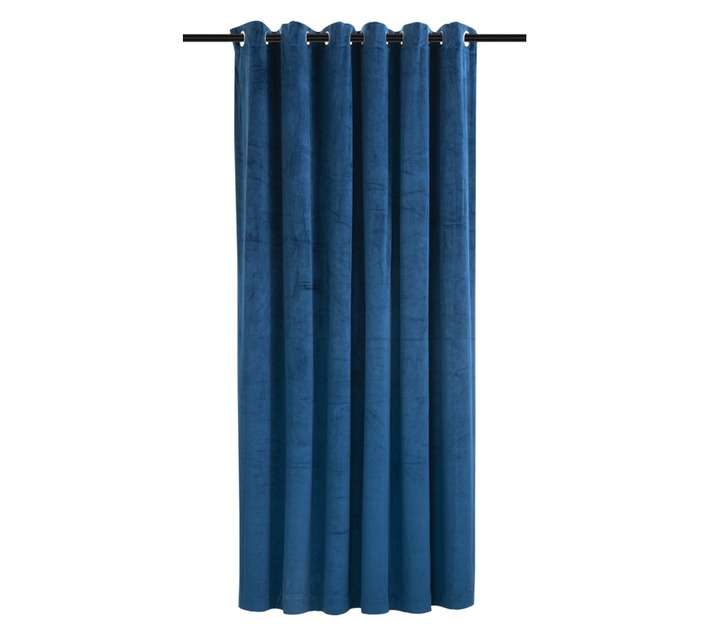 Design House Jacquard Velvet Eyelet Curtain - Midnight Blue (2300 x 2500mm)