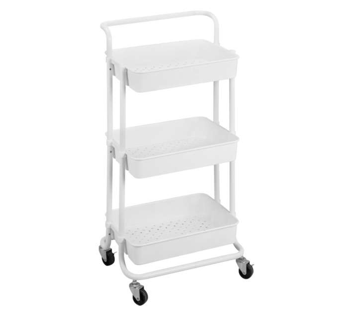 Home and Kitchen 3 Tier Storage Trolley - White (315 x 137 x 467mm)