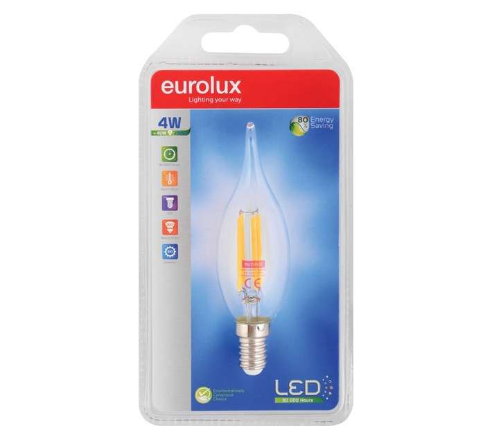 Eurolux G970 Clear Filament Flame Candle LED - Warm White (4W)