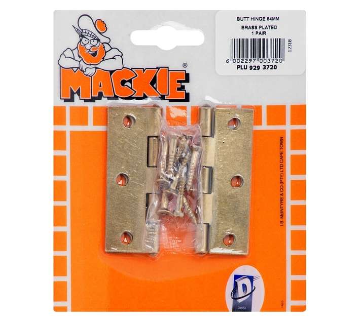 Mackie Butt Hinge - Brass Plated (65mm)