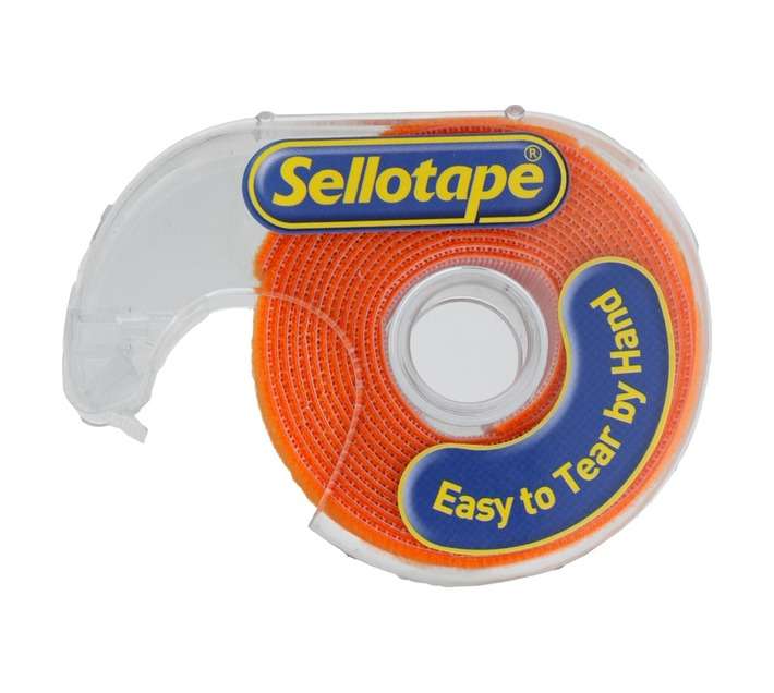 Sellotape Hook and Loop Strap Tape - Orange (2m x 20mm)