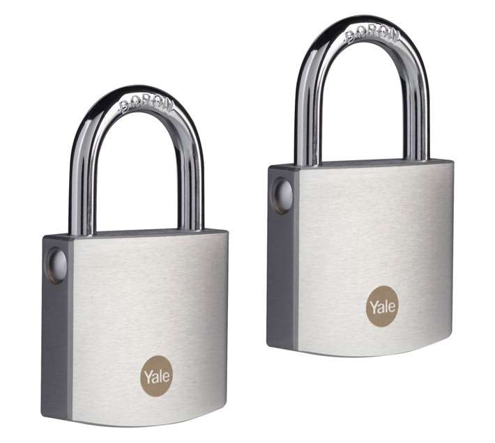 Yale 2 x Brass/Chrome Padlock (50mm)