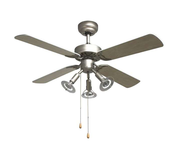 Eurolux 4 Reversible Blade Ceiling Fan with Light - Satin Chrome