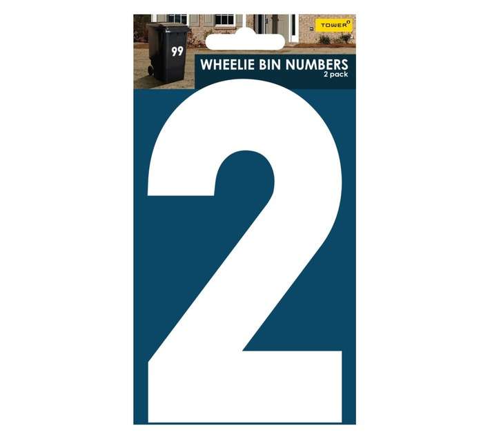 Tower Wheelie Bin Number 2 Sticker - Blue/White (170mm)