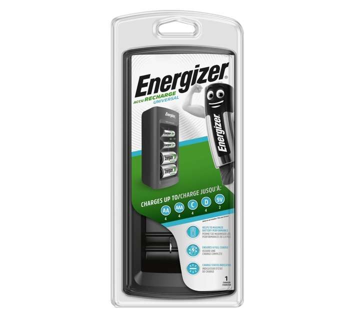 Energizer AccuRecharge Universal Charger - Black (60 x 235 x 124mm)