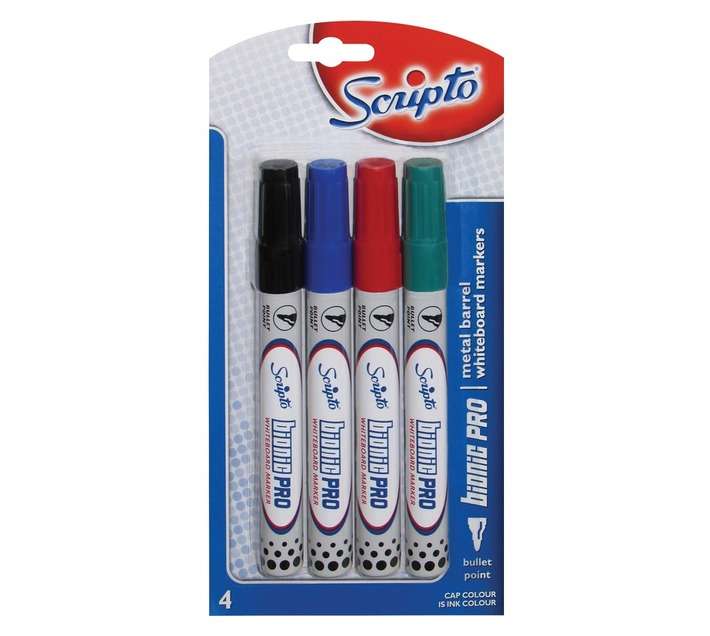 Scripto 63623A4C 4 x Assorted Bionic Pro Whiteboard Markers - Assorted (215 x 105 x 12mm)
