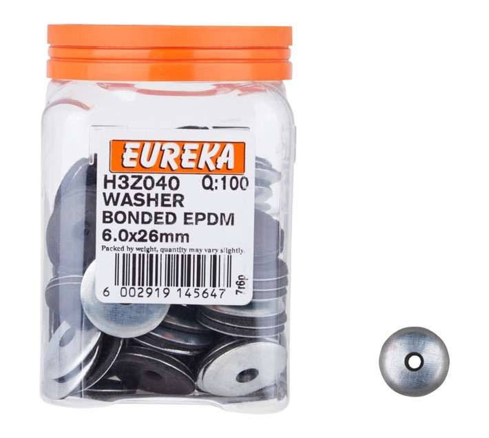 Eureka 100 x Bonded EPDM Washers (6 x 26mm)