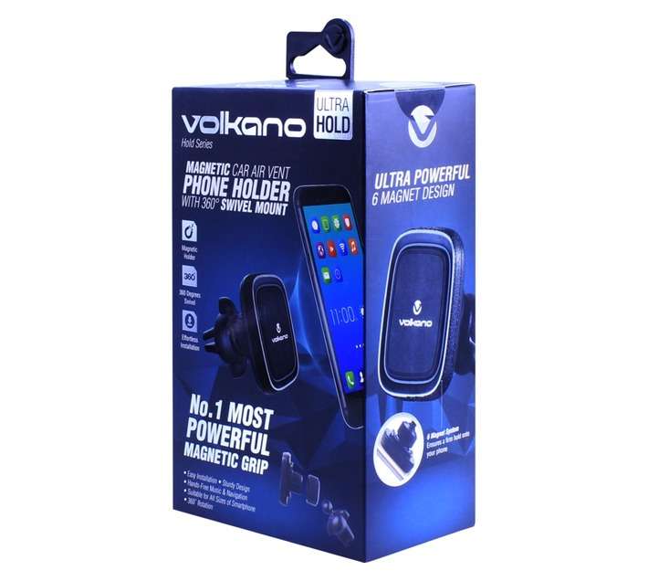 Volkano Magnetic Car Air Vent Phone Holder - Black (68 x 112 x 180mm)