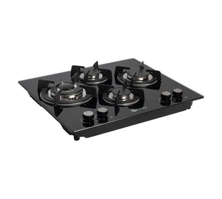 Zero Glass Top Gas Hob (190 x 510mm) Black 4Burnerhob