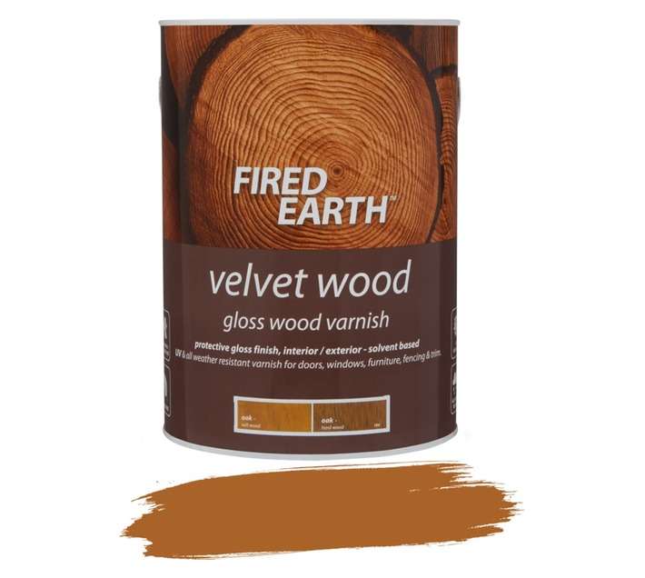 Fired Earth Velvet Wood Gloss Varnish - Oak (5L)