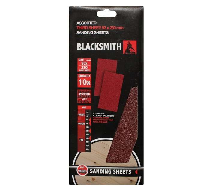 Blacksmith Assorted 1/3 Aluoxide Sand Paper Sheets (10 Pack)
