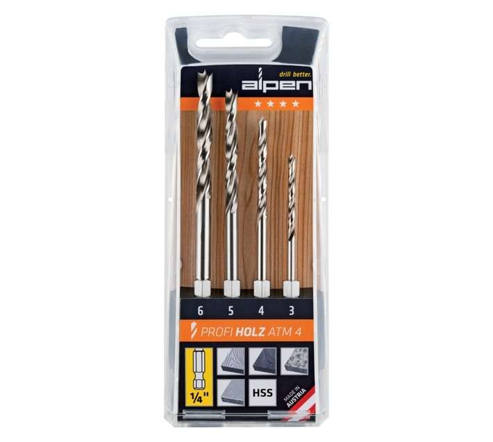 Alpen 4 Piece Hex Shank HSS Drill Bit Set ALP ATM4