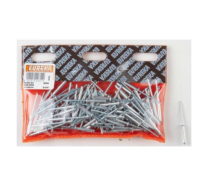 Eureka 100 x Aluminium Open Blind Rivet (4 x 21mm)