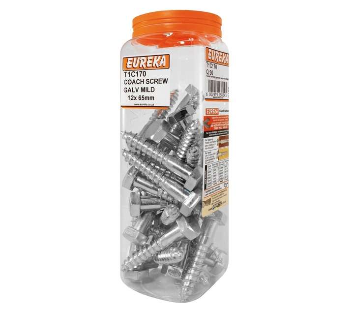 Eureka 12 x 65mm Coach Screw (Q30) Galvanised Mild