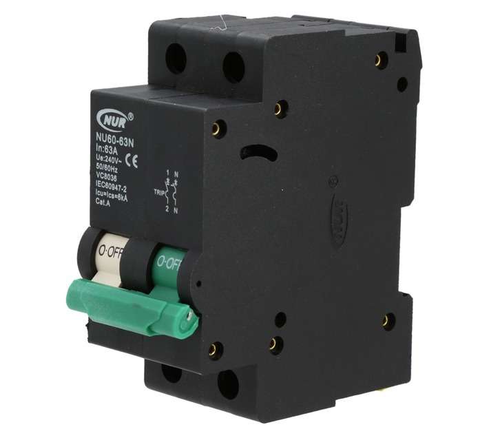 NUR Double Pole 6ka 63amp Neu Mini Circuit Breaker