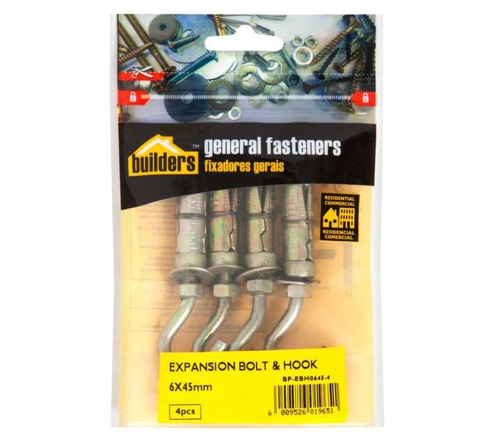 BP-EBH0645-4 4 x Expansion Bolt Hooks (6 x 45mm)