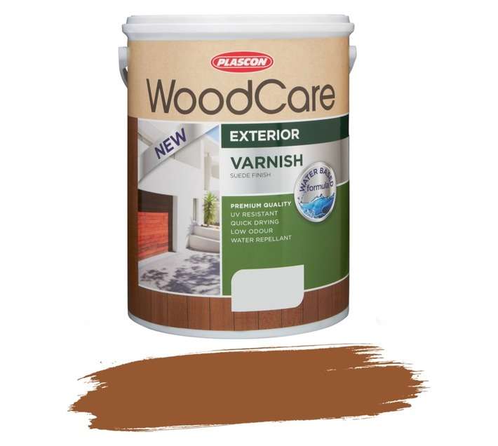 Plascon WoodCare Sunproof Varnish Suede - Teak (5L)