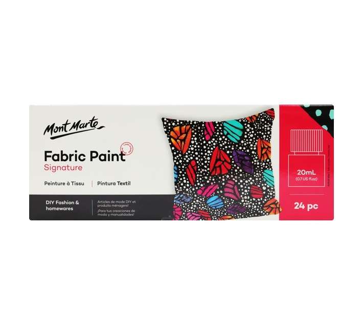 Mont Marte 24 Piece Signature Fabric Paint Set - Assorted (20ml)
