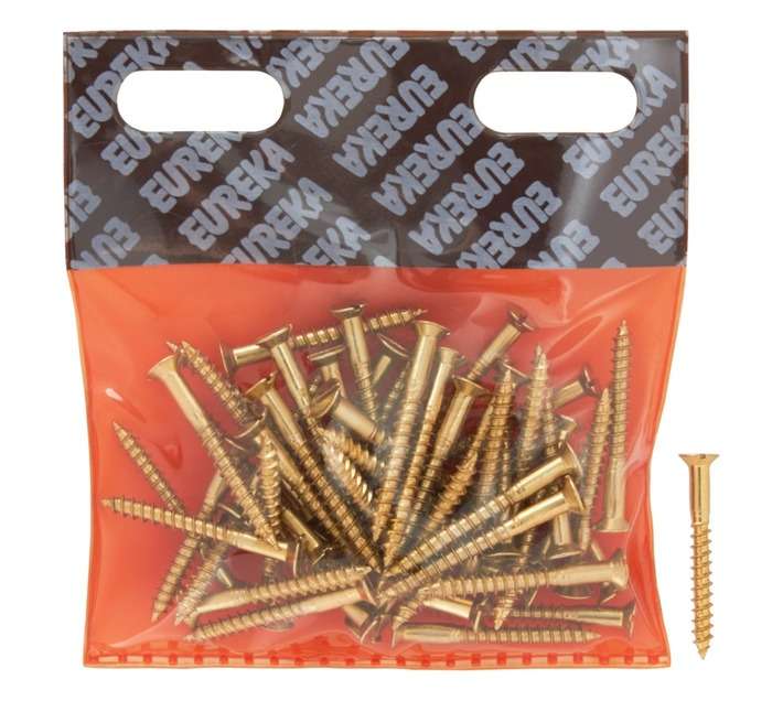 Eureka 1BM60U 4.5 x 40mm W/Screw Countersunk Brass Plated (50 Pack)