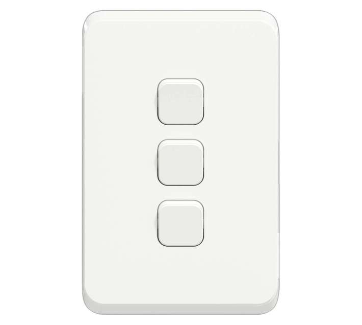 Schneider Electric SCH091 3 Lever 1 Way Switch - White (10A)