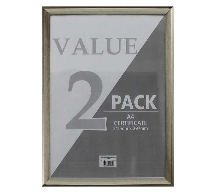 Design House 2 x A4 Certificate Frames - Silver