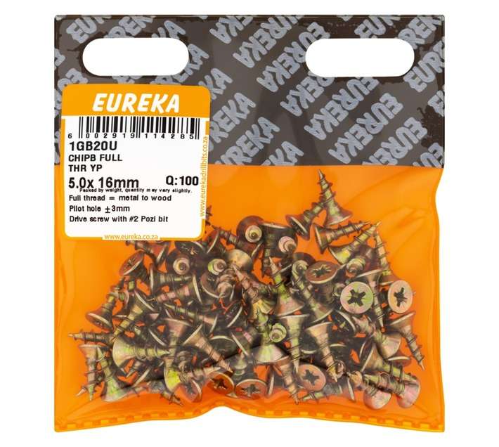 Eureka 1GB20U 5 x 16mm Chipboard Full Thread (100 Pack)