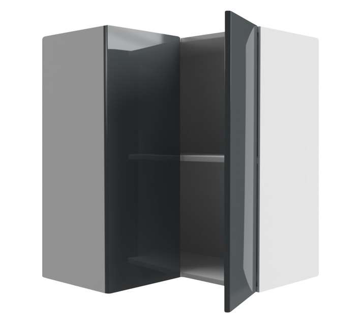 Home and Kitchen Gloss Top Corner Cabinet Unit - Storm Grey (600 x 300 x 720mm)