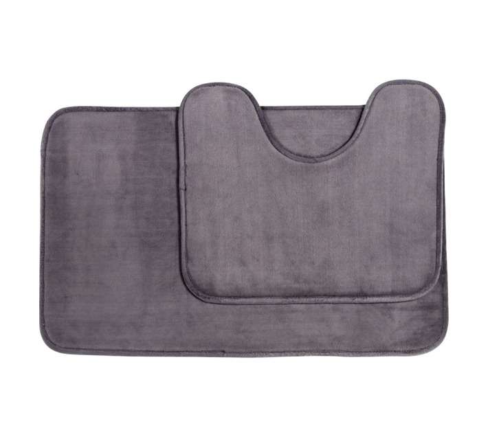 Waltex 2 Piece Memories Bath Mat - Charcoal