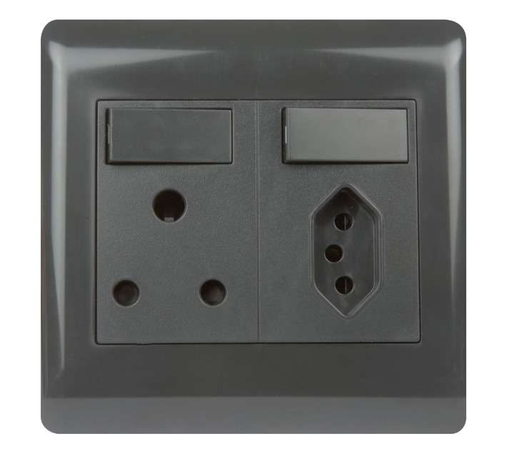 Design House 1 x IEC Single Socket - Charcoal (100 x 100mm)