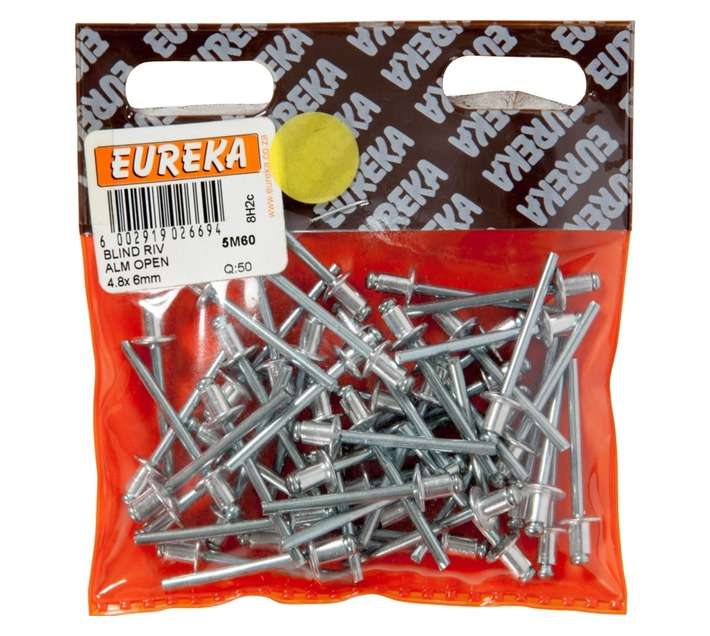 Eureka 50 x Aluminium Open Blind Rivet (4.8 x 6mm)